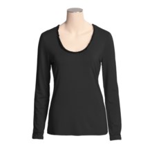 Stretch Modal Lounge Shirt - Satin Trim, Long Sleeve (For Women) in Black - 2nds