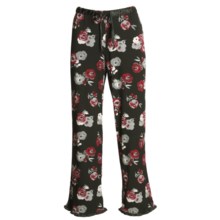 Stretch Modal Printed Pants - Satin Trim (For Women) in Black - 2nds