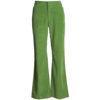 Stretch Pinwale Corduroy Pants - Cotton Rich (For Women) in Green