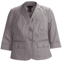 Stretch Sateen Jacket - 3/4 Sleeve (For Plus Size Women) in Grey - 2nds