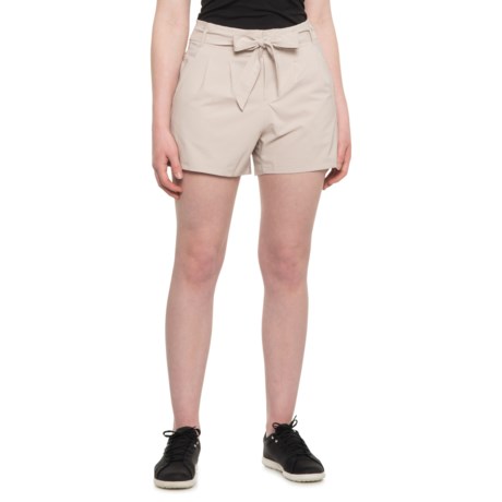 RBX Stretch-Woven Belted Shorts - 4.5? (For Women) - SAND (XL )