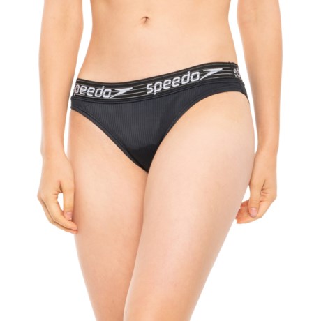 Speedo Stripe Logo Bikini Bottoms - UPF 50+ (For Women) - BLACK (XL )