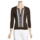 Stripe Trim Cardigan Sweater - Lightweight, 3/4 Sleeve (For Women)