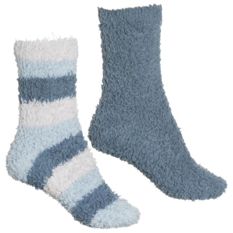 LEMON Striped Furr Foam Socks - 2-Pack, Crew (For Women) - MEDIUM BLUE (O/S )