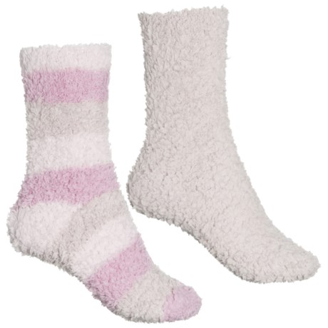 LEMON Striped Furr Foam Socks - 2-Pack, Crew (For Women) - PINK/PURPLE (O/S )