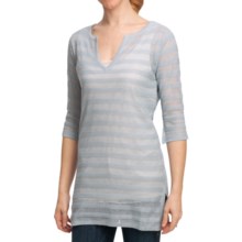 Striped Knit Tunic Sweater - V-Neck, Long Sleeve (For Women) in Reef Blue - 2nds