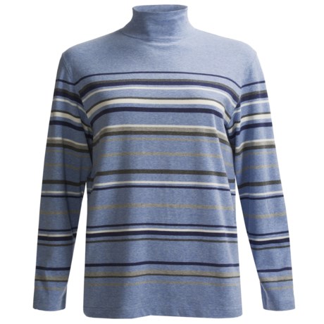 women's striped mock turtleneck