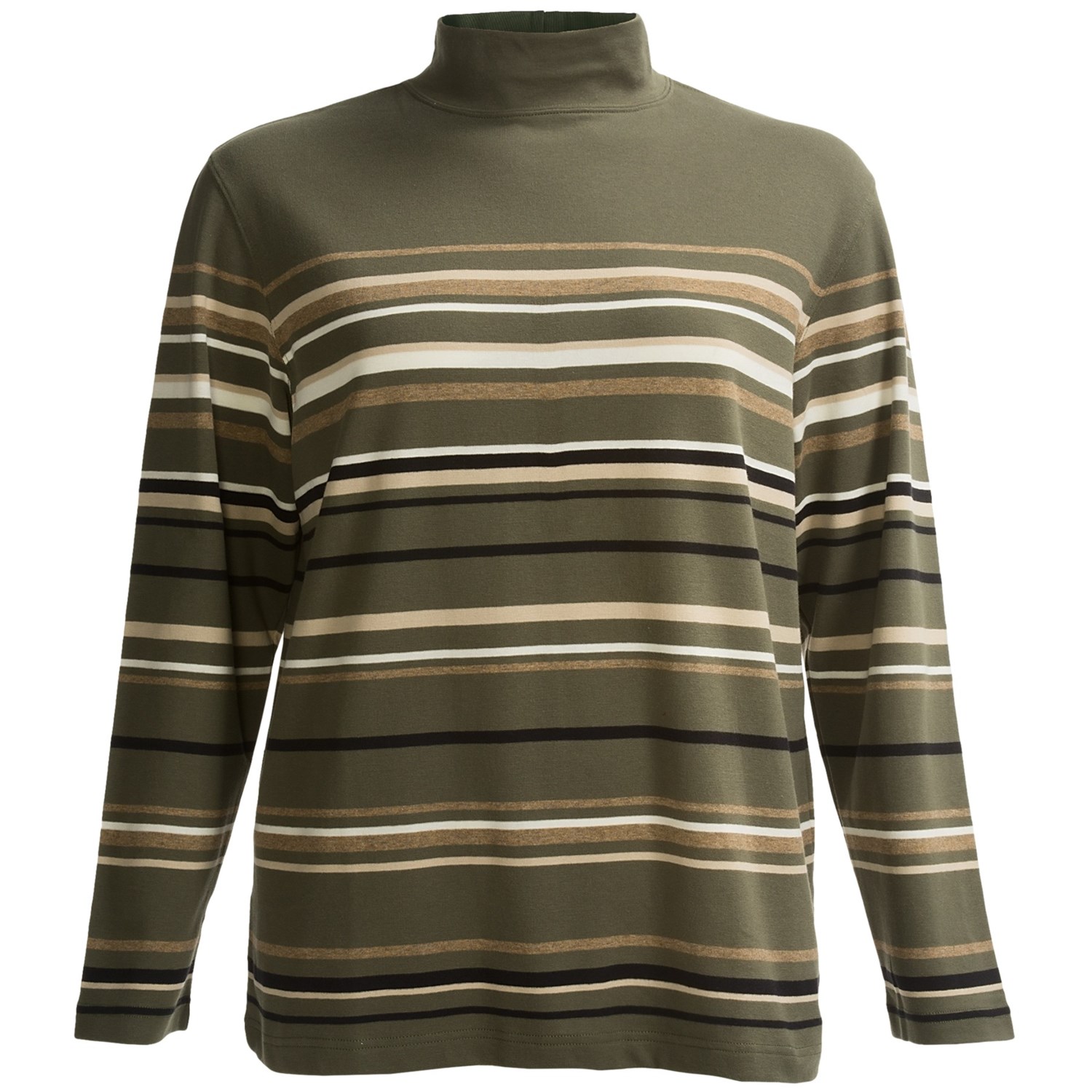 women's striped mock turtleneck