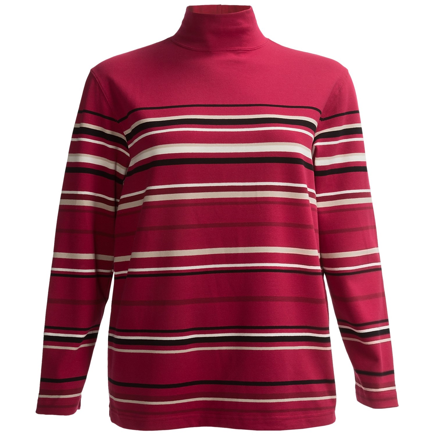 women's striped mock turtleneck