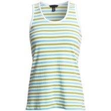 Striped Tank Top - Cotton Jersey (For Women) in Lime/Teal - 2nds