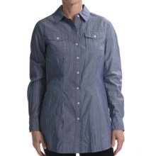 Studio Nexx Twisted Tie-Back Shirt - Stretch Cotton, Long Sleeve (For Women) in Navy Chambray - Closeouts