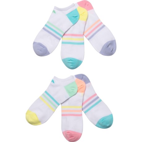 Adidas Superlite No-Show Socks - 6-Pack, Below the Ankle (For Girls) - WHITE/CLEAR AQUA BLUE/PULSE YELLOW (L )