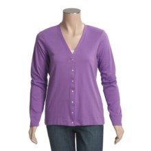 Supima® Cotton Cardigan Sweater - V-Neck (For Women) in Light Plum - 2nds