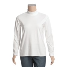 Supima® Cotton Mock Neck Turtleneck - Long Sleeve (For Plus Size Women) in White - 2nds