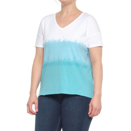North River Swing Print T-Shirt - V-Neck, Short Sleeve (For Women) - AQUA (M )