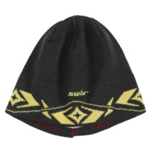 Swix Arvid Beanie Hat - Merino Wool (For Men and Women) in Darkgrey/Yellow - Closeouts