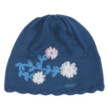 Swix Caitlin Knit Beanie Hat (For Women) in Blue Flowers - Closeouts