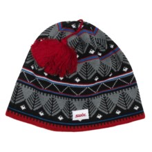 Swix Marten Beanie Hat (For Men and Women) in Grey/Red Graphic - Closeouts