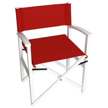 Tag Campaign Wood Frame Folding Chair in White/Red - Closeouts