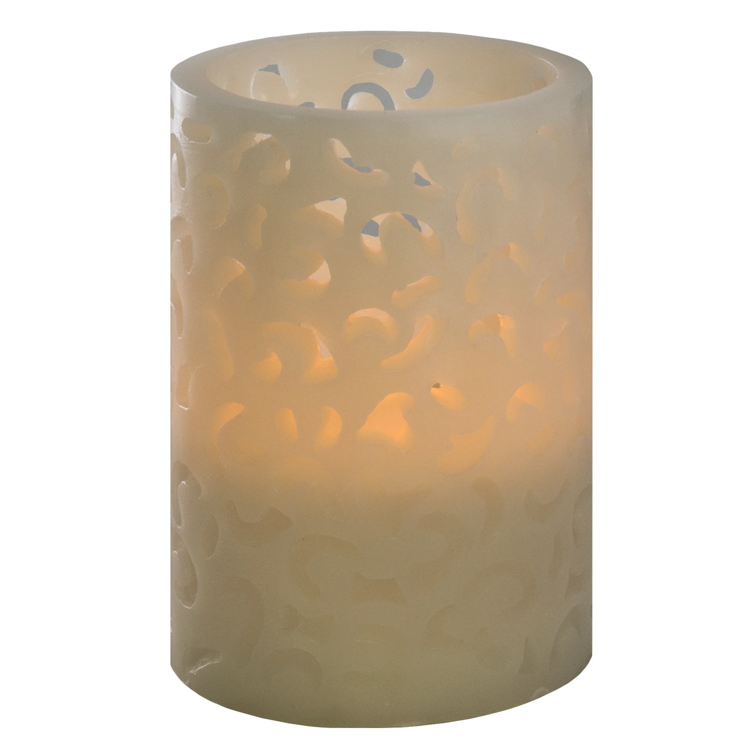 Tag Carved Wax Flameless Pillar Candle 4x6” Save 68