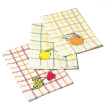 Tag Fruit-Embroidered Dish Towels - Set of 3, Cotton in Multi Citrus - Closeouts