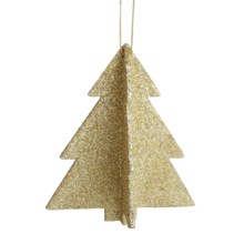 Tag Glittered Tree Ornaments - Set of 12 in Gold - Closeouts