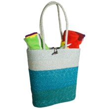 Tag Jumbo Wheat Grass Beach Tote Bag in Blue - Closeouts