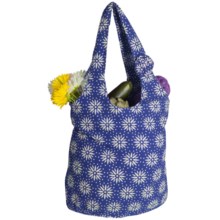 Tag Printed Shopper Tote Bag - Cotton in Starburst Blue - Closeouts