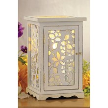 Tag Spring Floral Wooden Lantern in White - Closeouts