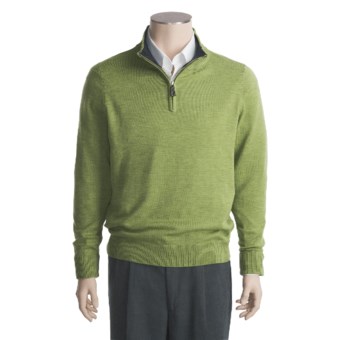 Tailorbyrd Solid Sweater - Washable Wool, Zip Neck (For Men)