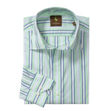 Tailorbyrd Striped Sport Shirt - Spread Collar, Long Sleeve (For Men) in Navy/Green - Closeouts