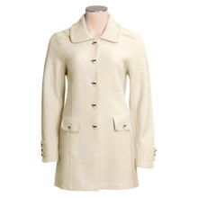Tall Girl Boiled Wool Coat - Lightweight, 3/4 Length (For Tall Women) in Snowflake - Closeouts