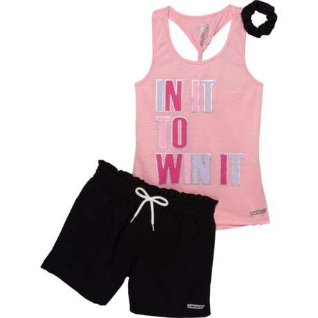 Hind Tank Top and Shorts Set (For Big Girls) - PINK ICING/BLACK (10/12 )