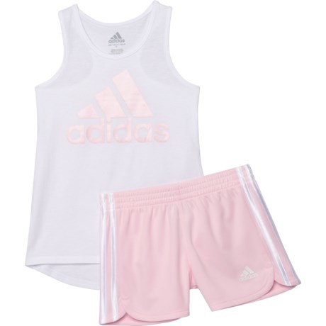 Adidas Tank Top and Shorts Set (For Little Girls) - WHITE/LIGHT PINK (6 )