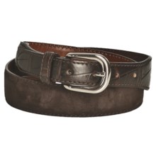 Tardini Caiman Crocodile Belt - Distressed Matte Finish (For Men) in Brown - Closeouts
