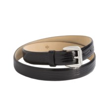 Tardini Shiny Lizard Belt - Nickel Buckle (For Men) in Black/Shiney Nickel Buckle - Closeouts