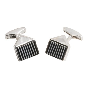 Tateossian Black Agate and Mother-of-Pearl Cufflinks (For Men) in Silver/Black