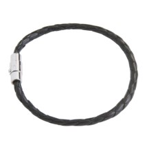 Tateossian Braided Italian Leather Bracelet (For Men) in Black Leather/Silver - Closeouts