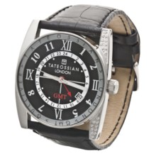 Tateossian Crystal Gulliver GMT Watch - Leather Strap (For Men) in Black/Black - Closeouts