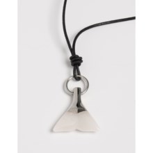 Tateossian Italian Leather Necklace - Onyx Whale-Tail Pendant (For Men) in Black/ White Onyx - Closeouts