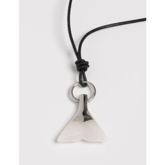 Tateossian Italian Leather Necklace - Onyx Whale-Tail Pendant (For Men) in Black/ White Onyx