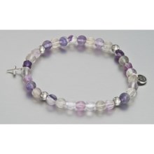 Tateossian Karma Beaded Stretch Bracelet - Sterling Silver Accents (For Women) in Purple Fluorite - Closeouts