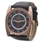 Black/Black Tateossian Rose Gold Gulliver GMT Watch - Leather Strap (For Men)