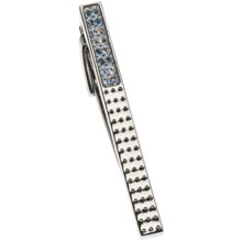 Tateossian Textured Rhodium Tie Clip - Swarovski® Crystals in Silver - Closeouts