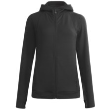 Terramar Grid Fleece Hoodie Sweatshirt - Zip Front (For Women) in Black - Closeouts