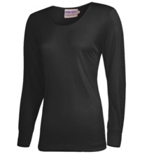 Terramar Sport Silk Long Underwear Top - Lightweight, Long Sleeve (For Women) in Black Pointelle - 2nds