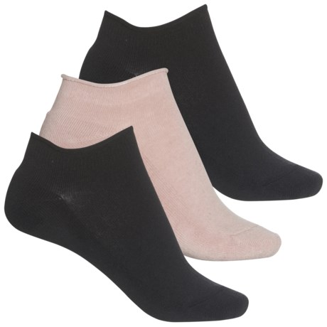 LEMON Terry Cloud Roll-Top Socks - 3-Pack, Below the Ankle (For Women) - BLACK (O/S )