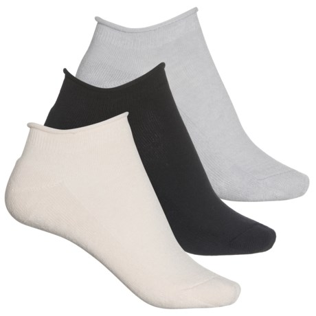 LEMON Terry Cloud Roll-Top Socks - 3-Pack, Below the Ankle (For Women) - MEDIUM GREY (O/S )