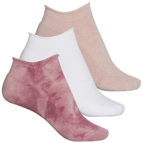 LEMON Terry Cloud Roll-Top Socks - 3-Pack, Below the Ankle (For Women) - PINK (O/S )