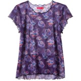Terry Floral Mesh Shirt - Short Sleeve (For Women)